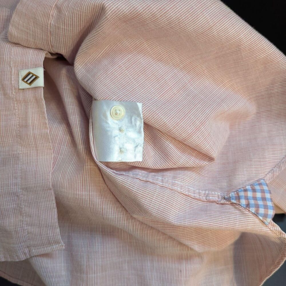 Joseph Abboud Men's Pink and White Button Down Long Sleeve Shirt Large - Picture 7 of 8